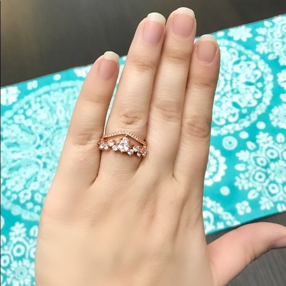 NEW!💙💎ROSE💗💛GOLDEN RING!💎💙7 TEARDROP CZ PAVE - Picture 4 of 8